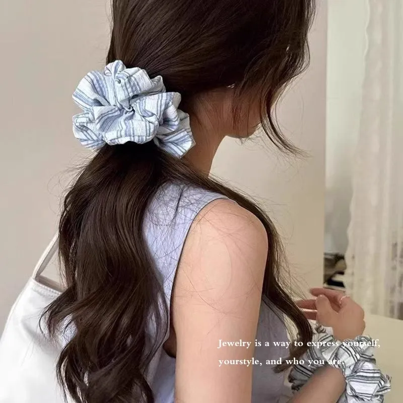 Banda para el cabello Vintage elegante a rayas para el intestino grueso para mujeres y niñas, lazo para el cabello, banda de goma, accesorios para el cabello de moda