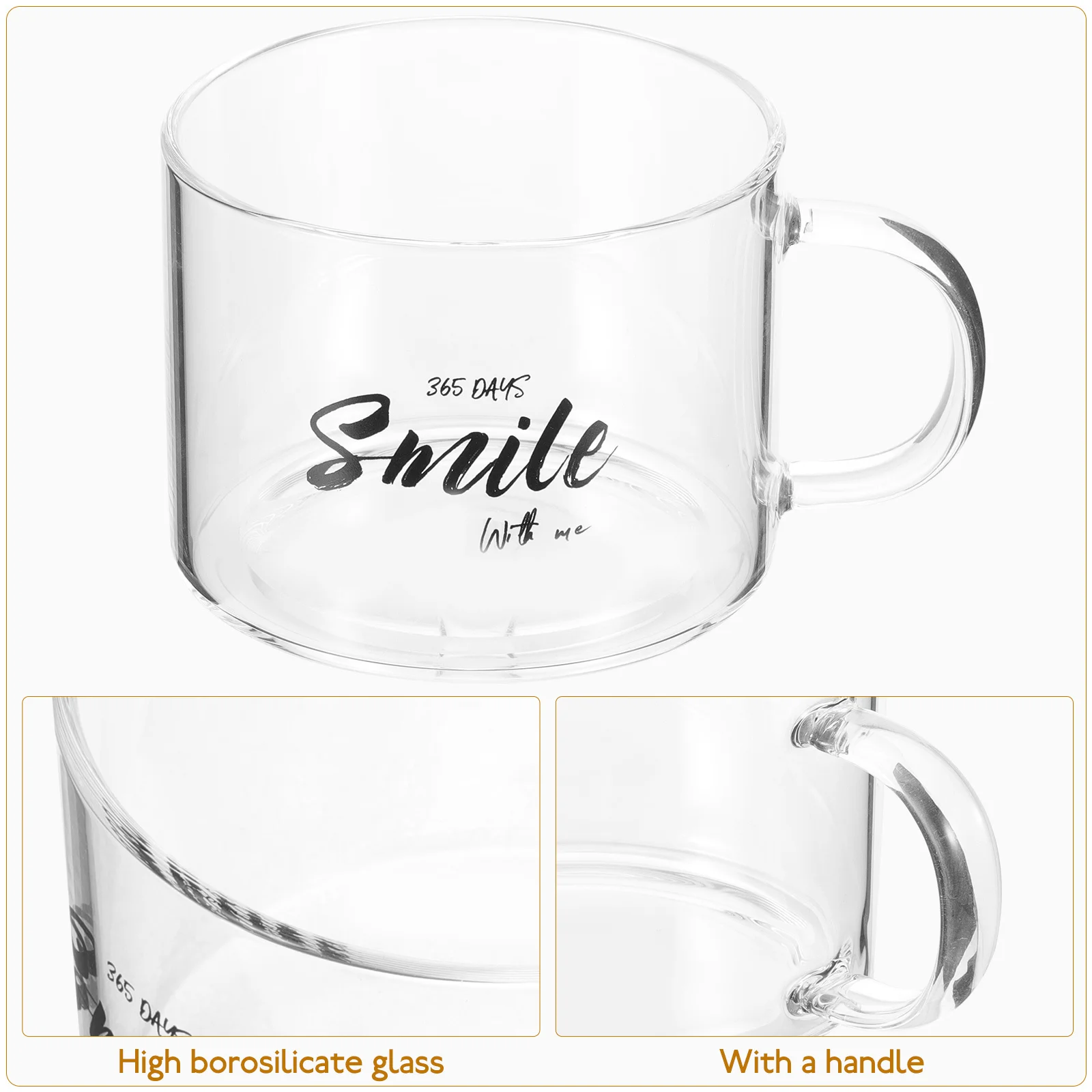 High Quality Glass Mug with Ergonomic Handle Large Coffee Cup for Home Office Restaurant Use Elegant Simple Design Mugs