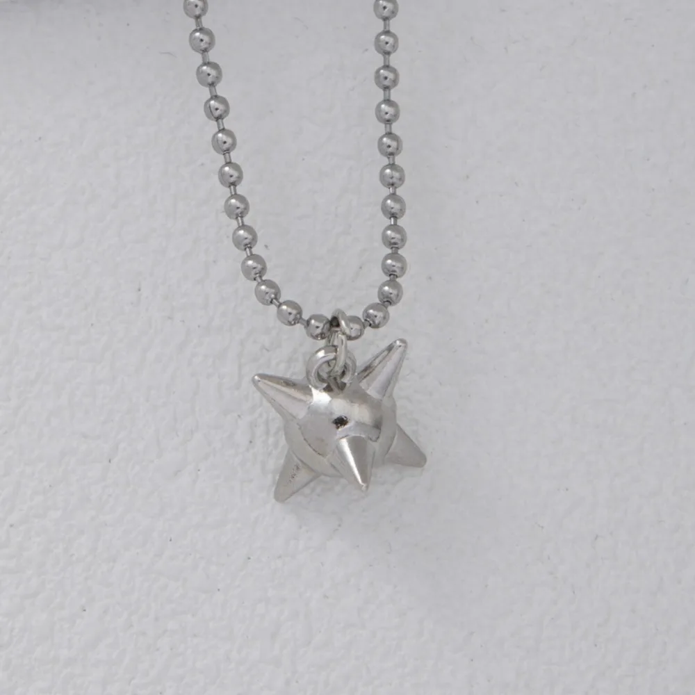 Punk Personality Stainless Steel Nail Ball Pendant Bead Chain Necklace for Woman Hip-hop Rock Music Festival Jewelry Accessories