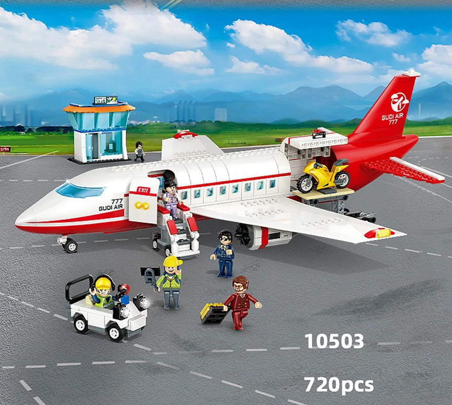 City Series Modern Aviation Airport Civil Passengers Plane Aircraft Cargo Airplane Sets Building Blocks Toys for Kids Gift Boys