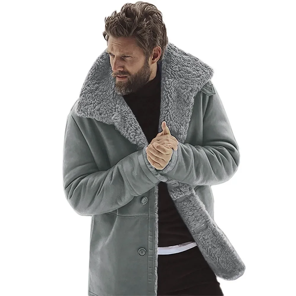 Men's Winter Coat Sheepskin Jacket Warm Wool Lined Mountain Faux Lamb Jackets Coat Loose Fashion High Quality Coat Dropshipping