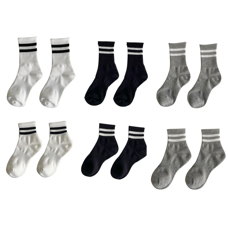 1 Pair Funny Cute Cotton Loose Striped Crew Socks Women Fashion Colorful Harajuku Retro Long Socks