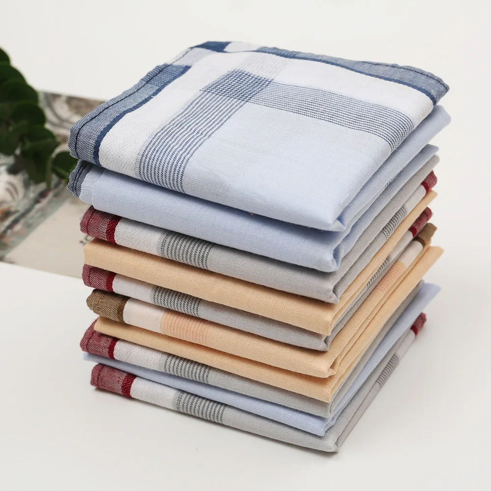 3/6/12 Pcs Handkerchief Pure Cotton Sweat Wiping Square Towel Antique Old-fashioned Classic Nostalgic Sweat-absorbing Thin