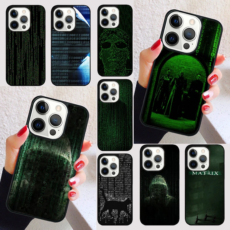 Hacker Binary Matrix Rain cover For iPhone 15 16 13 12 11 14 Pro Max Mini Max SE 2020 7 8 6S Plus Phone Case