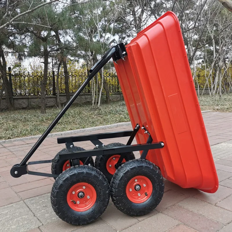 Four-wheeled hand trailer, plastic dumper, home camping, selling flowers, trolley, pick up express, buy vegetables, truck