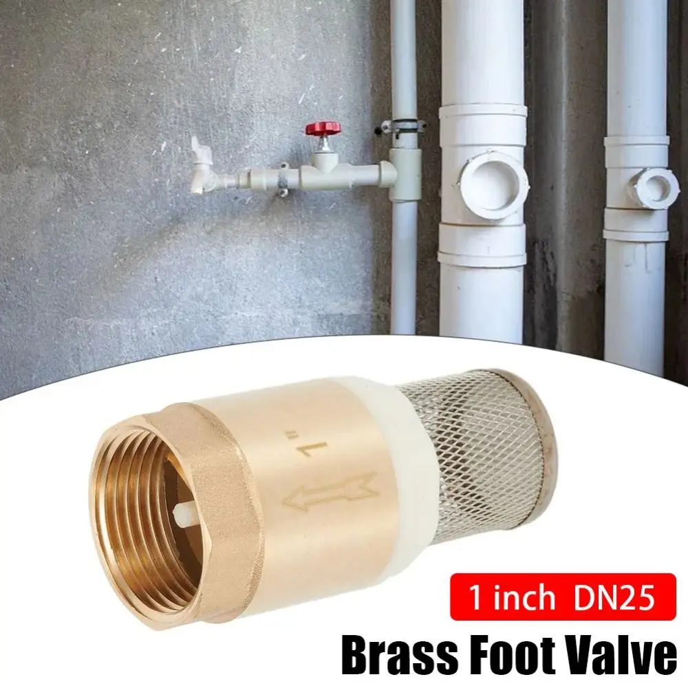 

1Pcs DN25 1 Inch Brass Foot Valve BSP Internal Thread Stainless Steel Suction Basket One Way Valve with Strainer Filter