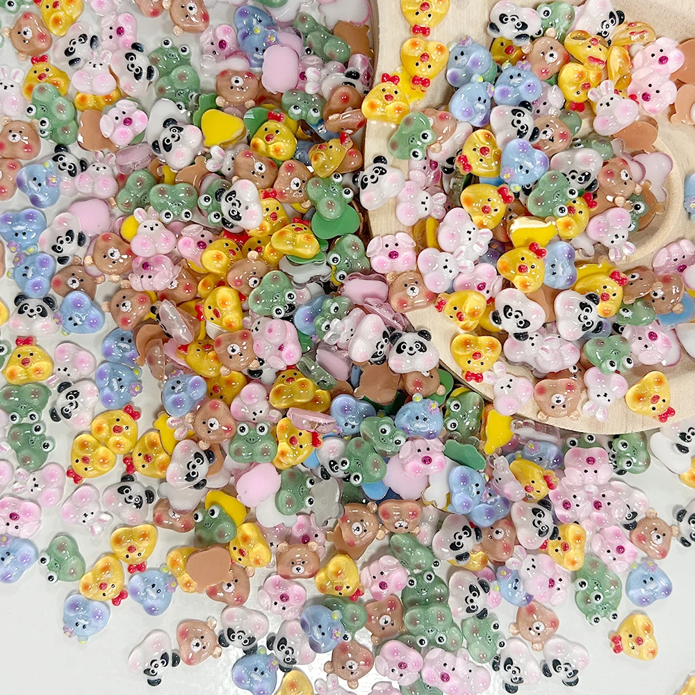 التعبير الحيوان الراتنج مسمار الفن سحر الكرتون لطيف الأذن الأرانب ، الضفدع ، الدب مسمار الزينة DIY بها بنفسك مانيكير الحرف