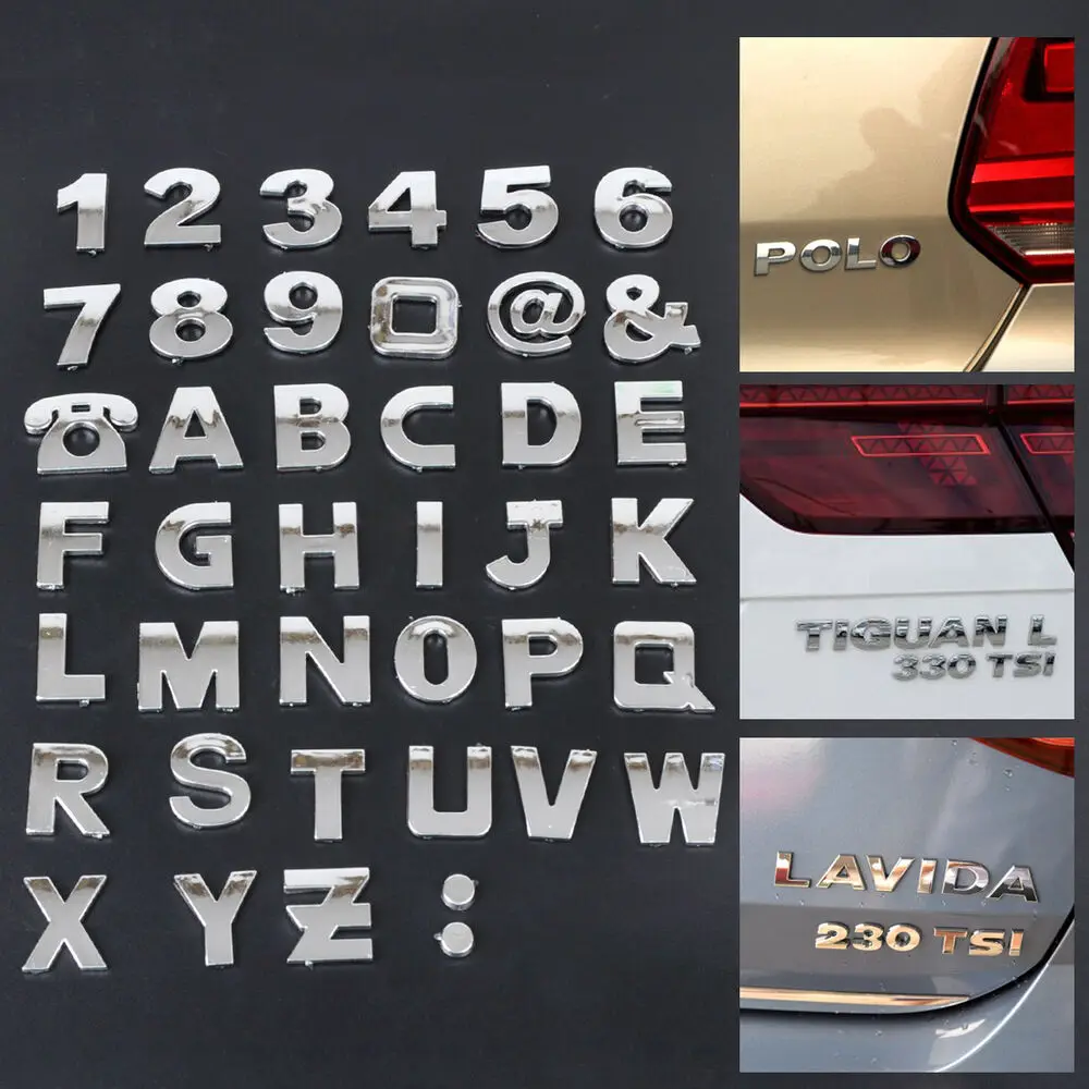 Car 3D Alphabet letter stickers Number Symbol Emblem Badge Decals A-Z 0-9