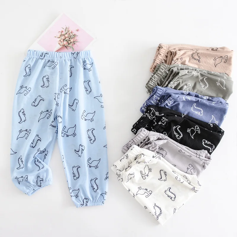 

Kids Pants For Girls Boys Cute Cartoon 2024 Summer Thin Children Casual Loose Trousers Cotton Toddler Baby Anti Mosquito Pants