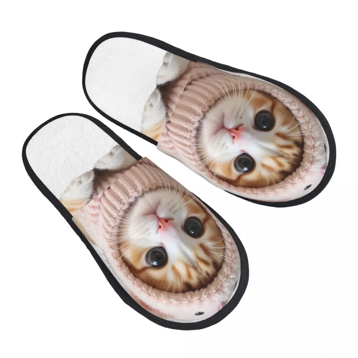 Custom Adorable Kitten Cat Guest Slippers for Hotel Women House Slipper