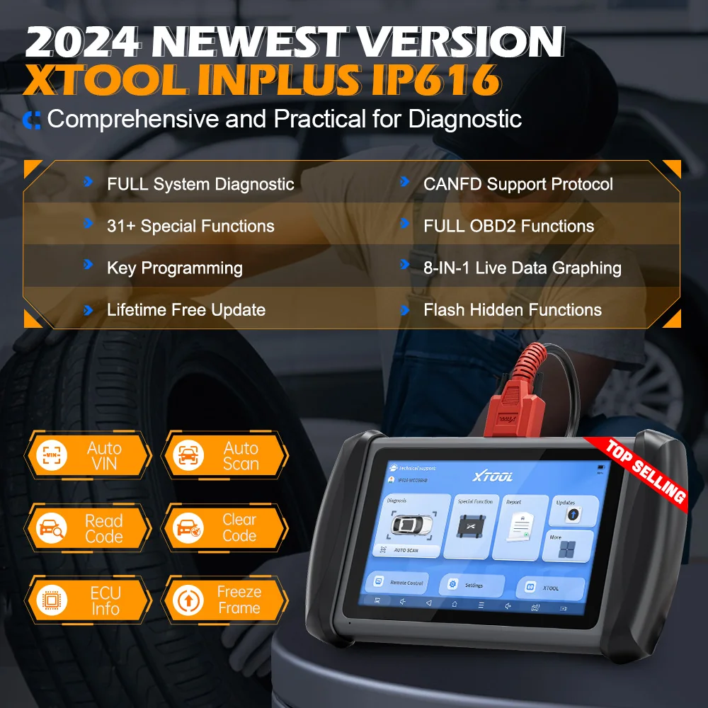 XTOOL InPlus IP616 Automotive Scanner OBD2 Diagnostic Tools 2024 For Cars With Lifetime Free Update Key Programming Tool CAN FD