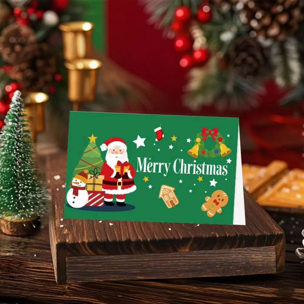 6 قطع من ملصقات بطاقات تهنئة عيد الميلاد الفاخرة المصنوعة يدويًا مع مغلفات بطاقة عيد الميلاد الرائعة وبطاقة هدايا عيد الميلاد اللطيفة