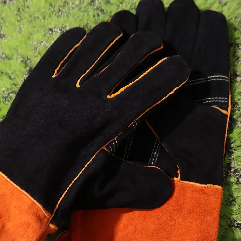 1 Pair Anti-Heat Leather Welding Gloves Labor Protection Acid Resistance Work Safety Glove Wear Resistant Cowhide Leather