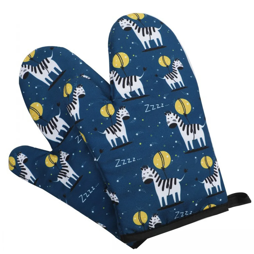 

Heat Resistant Gloves Thickened Oven Mitts Kitchen Microwave Baking Cooking Insulated Anti-Scald Cotton Machine Washable