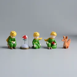 Miniatures Cartoon Little Fox Resin Toys Rose B612 Model Desktop Decoration Handicraft Figurine Art Doll Valentine's Day Gifts