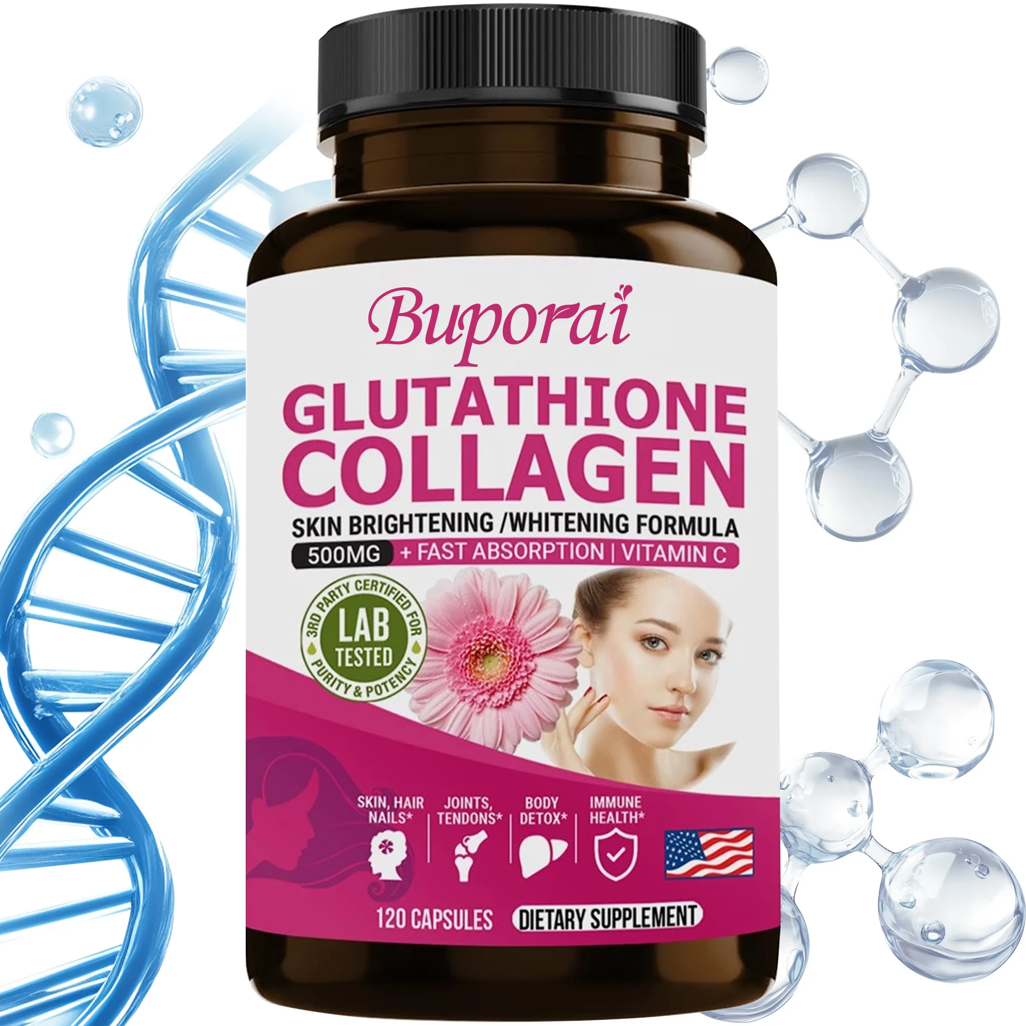 

Glutathione and Collagen Supplements - Natural Antioxidants, Detox and Liver Health, Support Healthy Hair, Joints and Nails