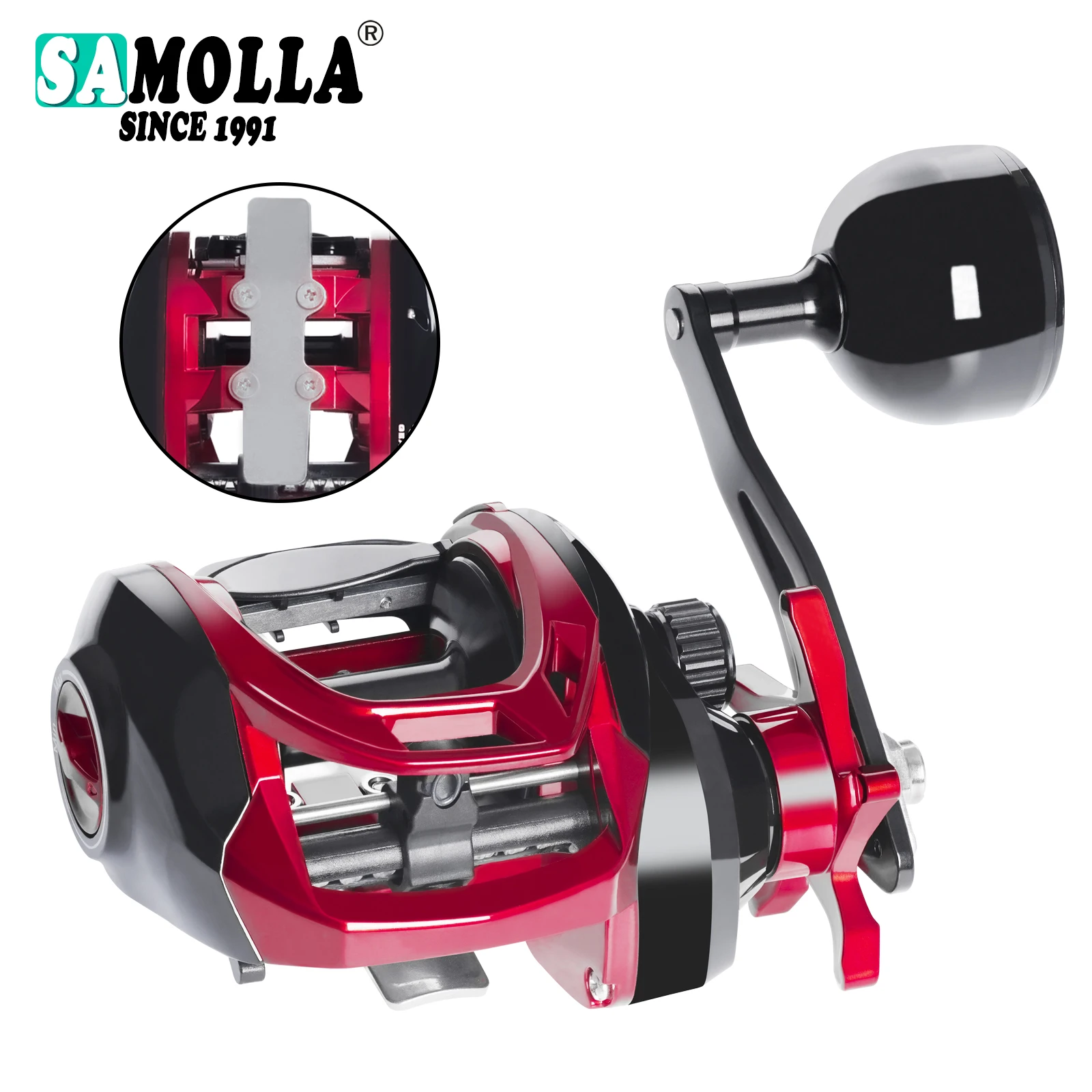 

SAMOLLA New Large Sea Fishing Reel Baitcasting Saltwater Waterproof 6.3:1 15KG Drag Catfishing Trolling Metal Base