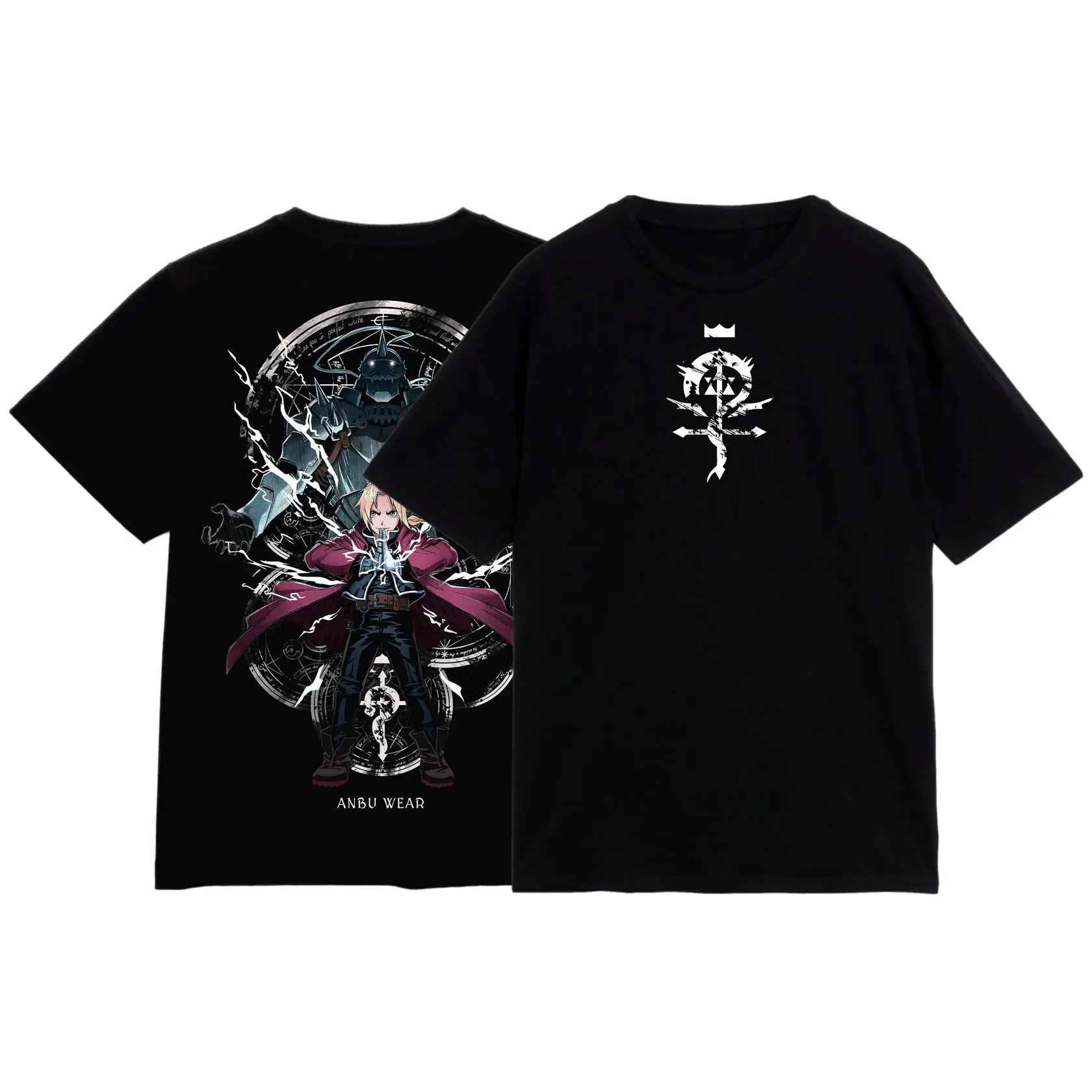 Fullmetal Alchemist T-Shirt Oversized Y2k Brotherhood Alphonse Elric Black Shirt Tee Graphic T Shirts Top Female Male Clothing
