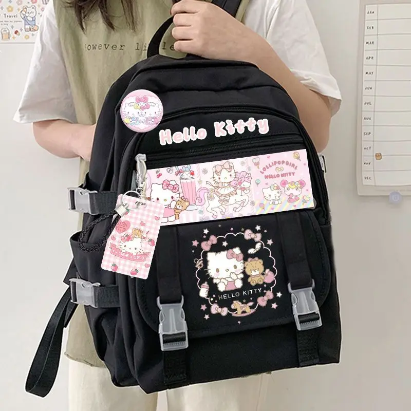 

Sanrio Hello Kitty Stuff Girl Student Bag Anime Figure Kawaii Large Capacity Shoulders Good Quality Gifts for Kids Fast Delivery