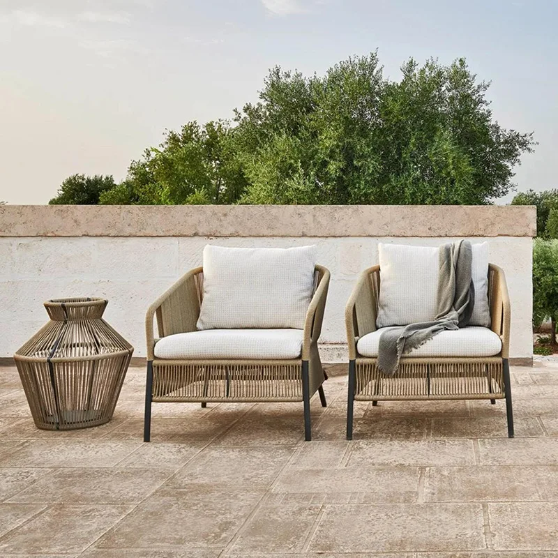 Outdoor sofa leisure courtyard sun room garden open-air creative project hotel rattan table and chair furniture