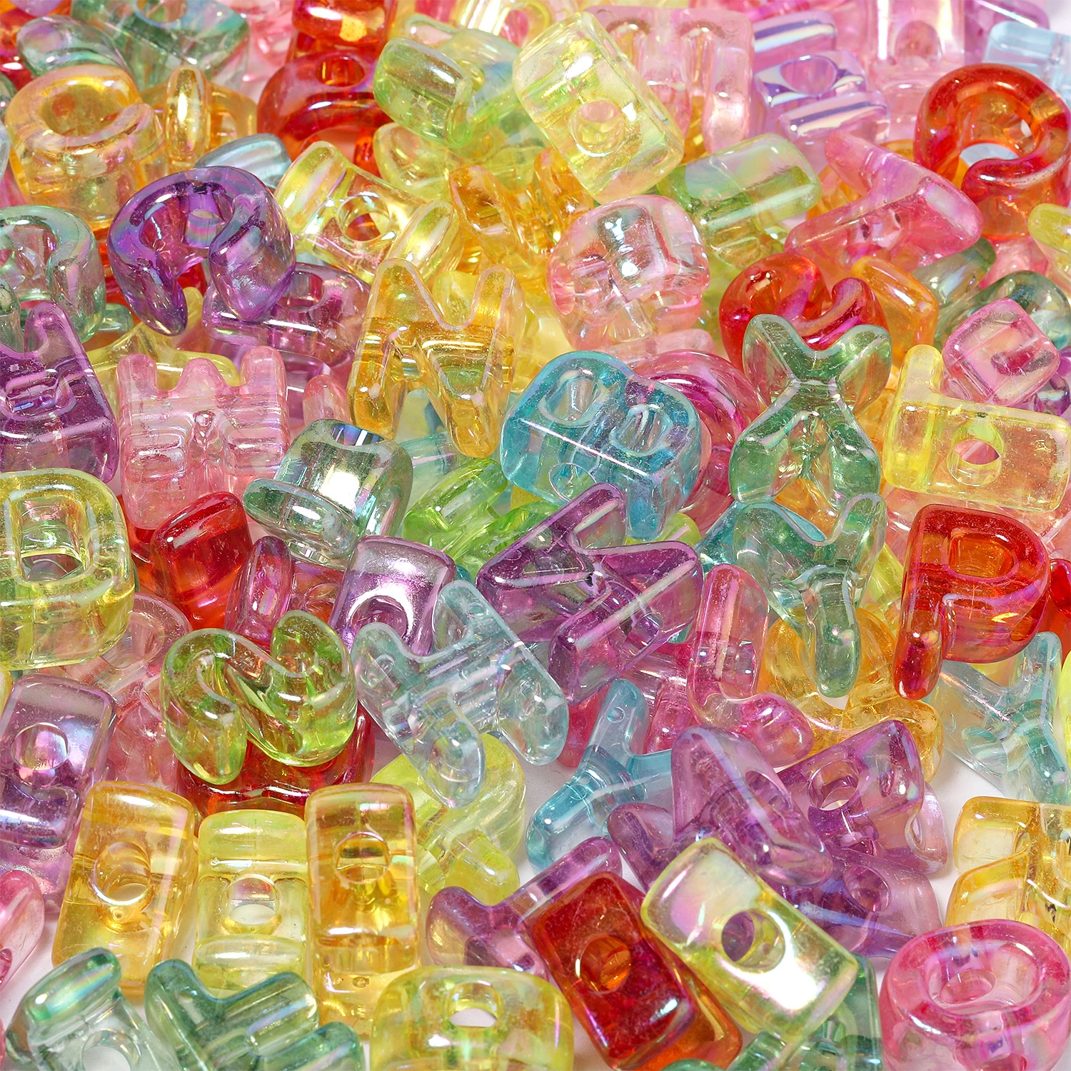 100 g, zufällige Farben, große Lochperlen mit englischen Buchstaben, lose Perlen zum Basteln von Schmuck, Armbändern und Halsketten. – Detail 4