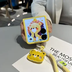 Fashion Kawwii Funny Bear Head Hand Strap Phone Case for Xiaomi Mix Flip 2 MIX FLIP2 for Xiaomi Mi Mix Flip Shockproof Cover