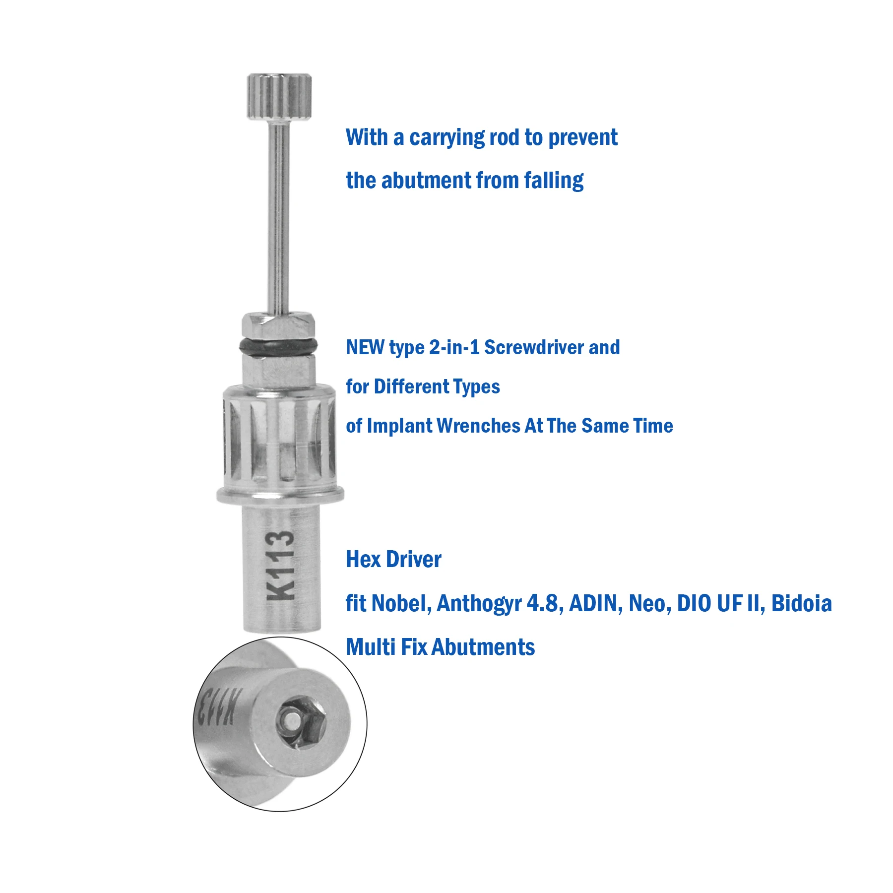 Dental Implant Screwdriver Multi-unit Abutment Driver Lock for NEO Nobel Biocare Manual K113