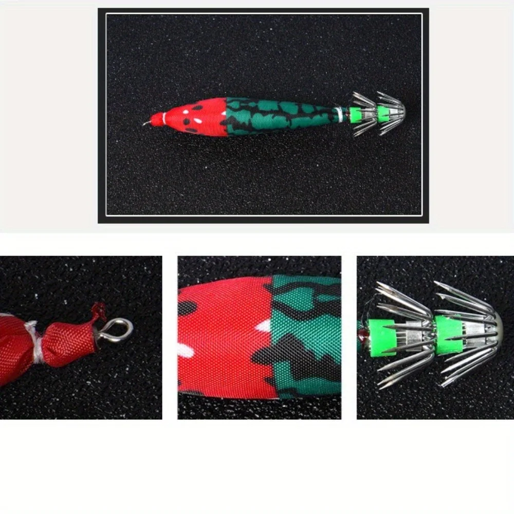 Ackibbik 5pcs Squid Jig Hook Luminous Squid Lure Set