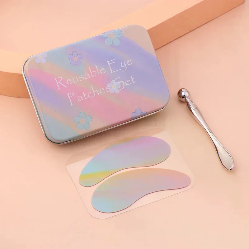 قابلة لإعادة الاستخدام 1 زوج منصات عين سيليكون شريط لاش منصات رمش تمديد سوبر لزجة تحت العين لصقة هلامية مع أدوات ماكياج مدلك #4