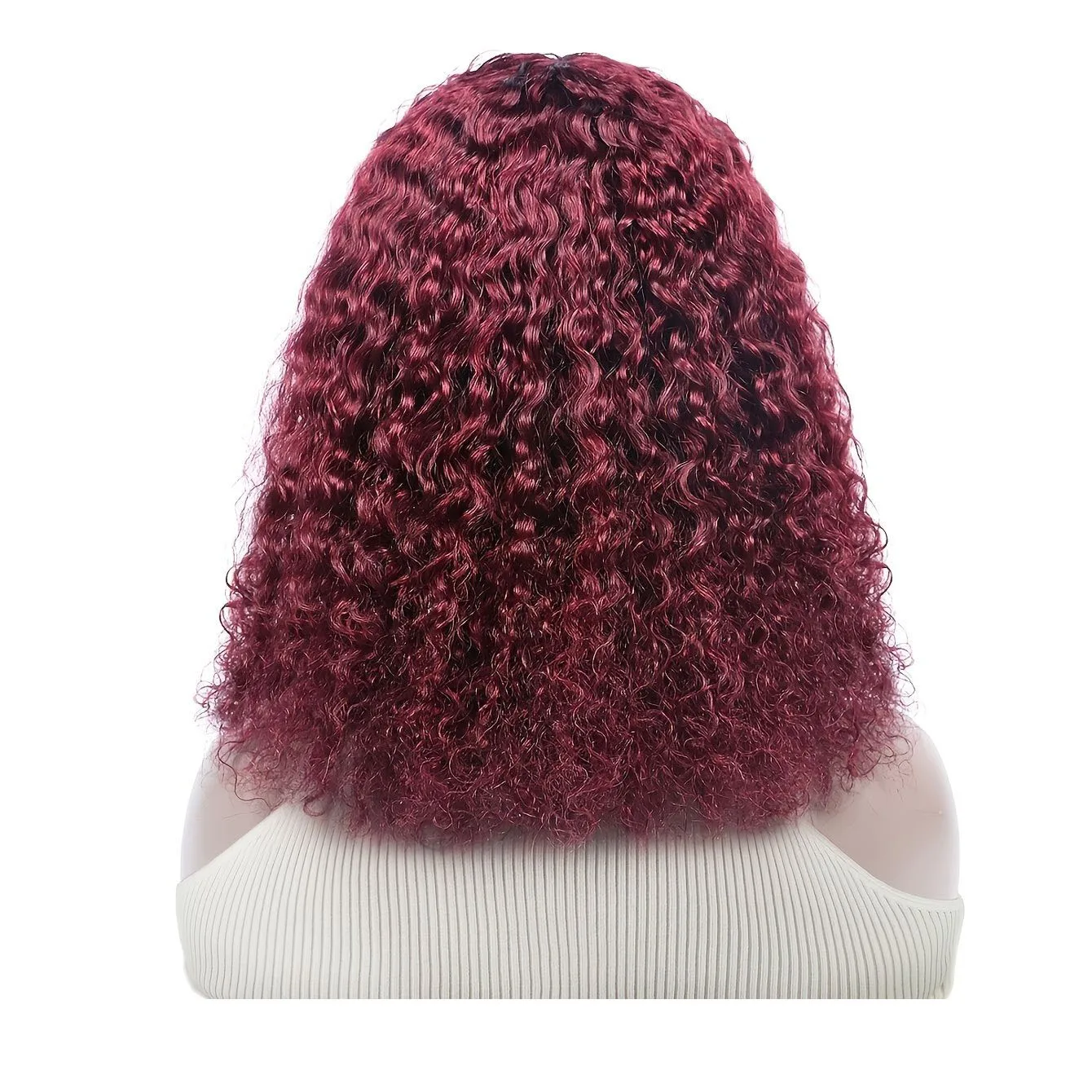 FABA-Perruques de cheveux humains bouclés bordeaux pour femmes, devant en dentelle transparente HD, cheveux de bébé pré-épilés, 99J, 13x4