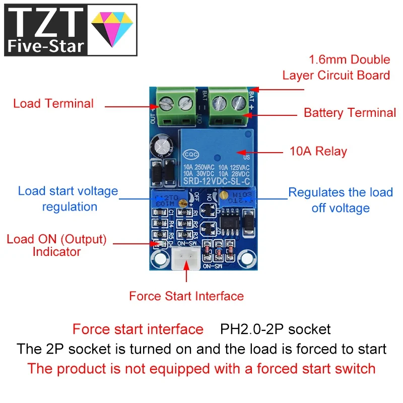 12V Battery Low Voltage Cut off Automatic Switch Recovery Protection Board Module Undervoltage Switch Module Charging Controller