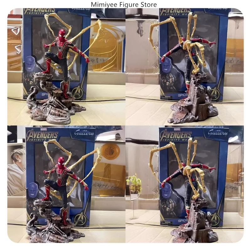 28cm Iron Spider-Man Scene with Claws Anime Figure Model Statue Collection Desktop Decoration Ornament Toy Gift for Fans