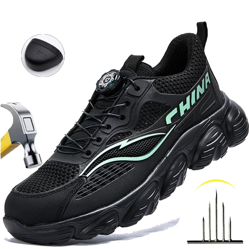 

Men Anti-Punctur Safety Shoe Steel Toe Anti-Smash Breathable Construction Work Shoes Trail Running Shoes Outdoor Industrial Shoe