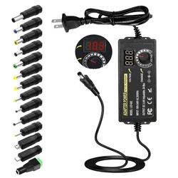 Adaptador de Energia Ajustável, 3V-24V, 3A, 72W fonte de alimentação variável multi-tensão, 100V-240V, AC para DC, 9V, 12V, 15V, 16V, 18V, 19V, 20V