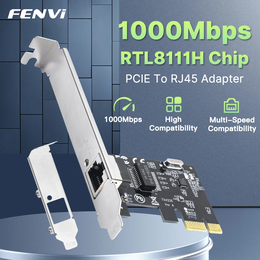 

Сетевая карта FENVI 1000 Мбит/с PCI-E к RJ45, чип RTL8111H, 10/100/1000 Мбит/с, 1 Гбит/с, RJ45, PCI Express, гигабитный адаптер для ПК