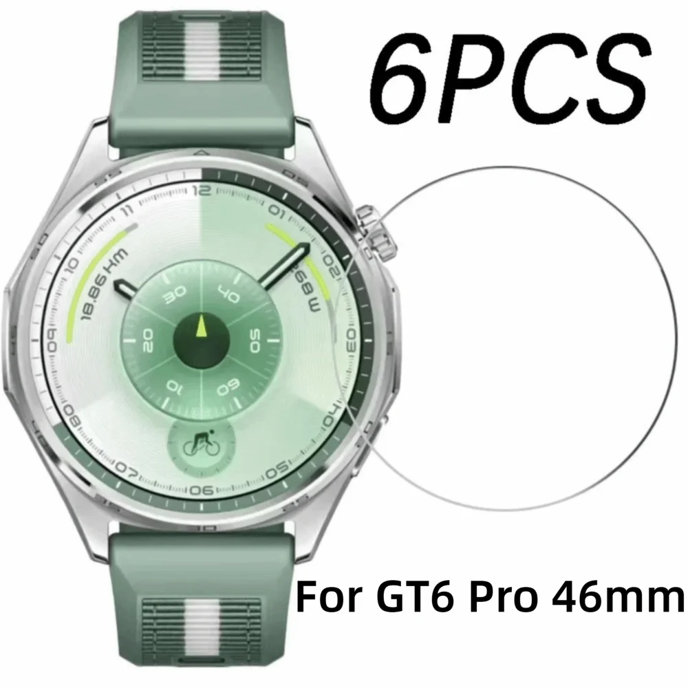 6Pcs HD Clear 9H Tempered Glass Full Coverage Easy Install Hydrogel Film for Huawei Watch GT6 46mm / Pro 46mm / 41mm