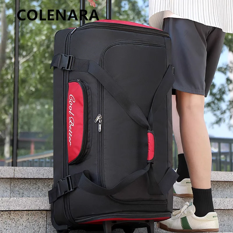COLENARA Rolling Luggage Oxford Cloth Trolley Case Men's Multifunctional Backpack 34 Inch Large Capacity Travel Bag Suitcase