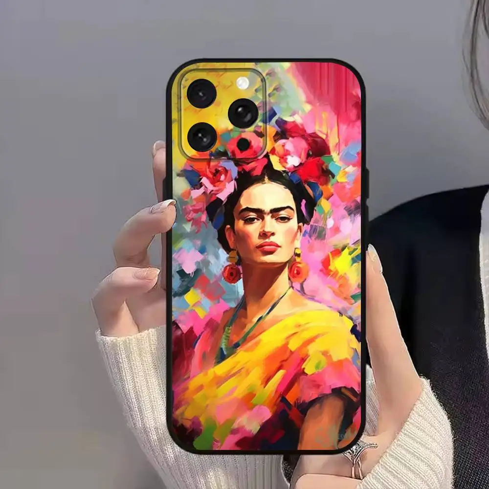 Frida K-Kahlo-ES Custodia per telefono Art per iPhone 11,15,16,14,13,17,12,Pro,SE4,Plus,E,Max,Air,Mini Cover nera