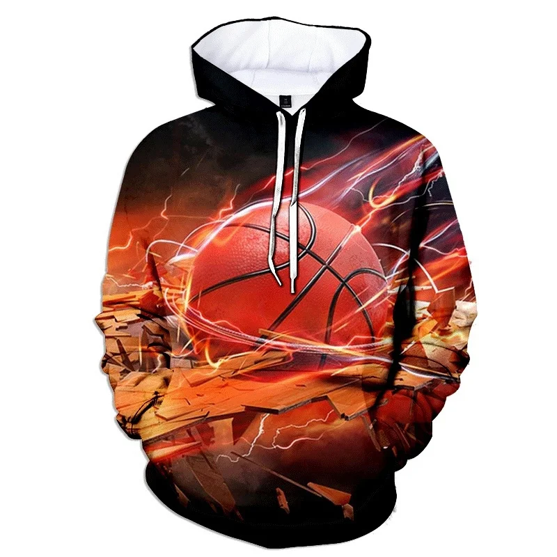 New Basketball Hoodie For Men Autumn 3D Printing Sweatshirt Cool Long Sleeve Sportswear Pullover Casual Oversized Streetwear