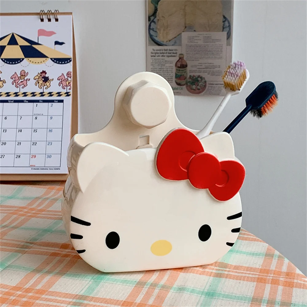 Sanrio Bathroom Shelf Punch-Free Hello Kitty Sink Yoothbrush Toothpaste Comb Storage Box Household Products Decorative Organiser