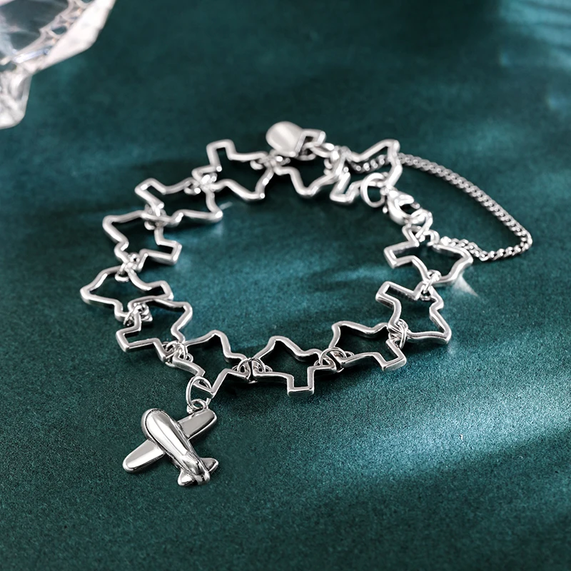 Genuine 925 sterling silver Texas Charm Bracelet paired with The charm of small aircraft pendant