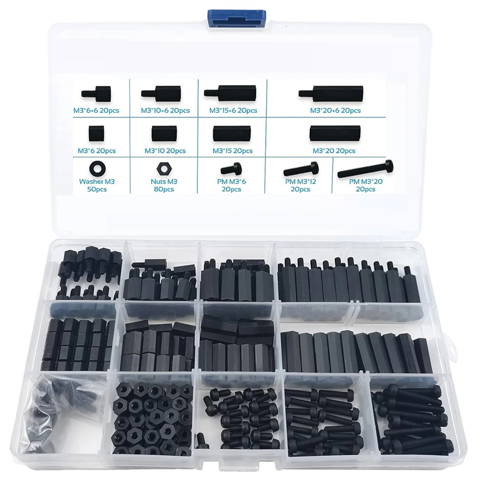 

For Electronic Equipment 350PCS Spacer Kit Hex Spacer Set Precision Nylon Screw Set Assembly Tools Abrasion Resistant