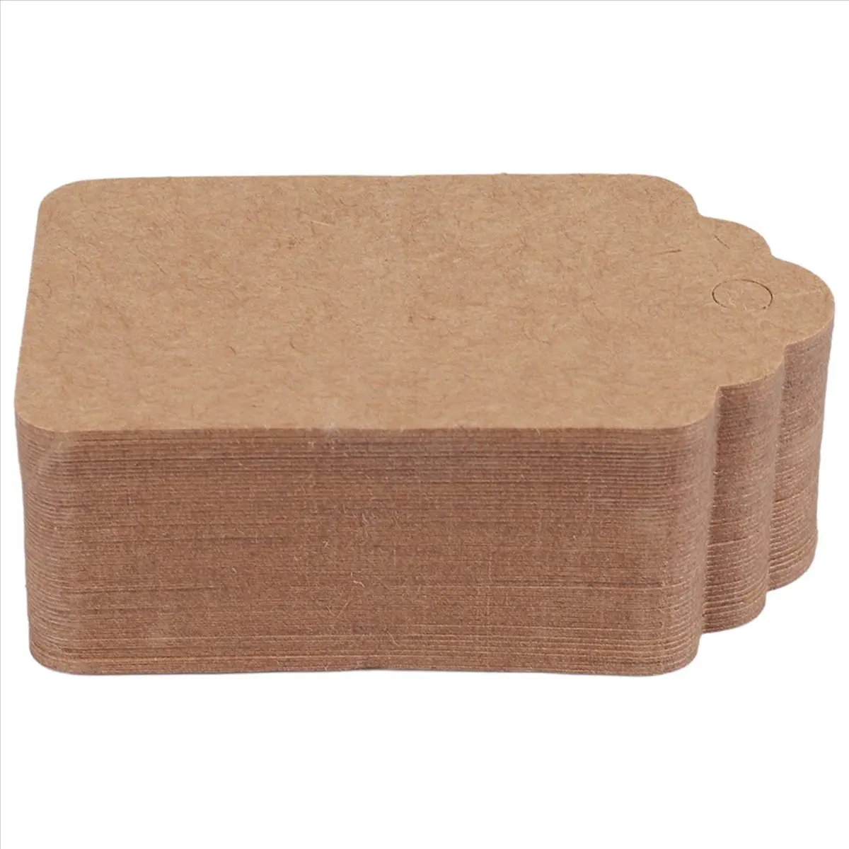 Supernew ABDD Pack 50 Rustic 40mmx70mm Scalloped Paper Card,Blank Brown Tag,DIY Tag,Luggage Tag,Price Label - Small (50)