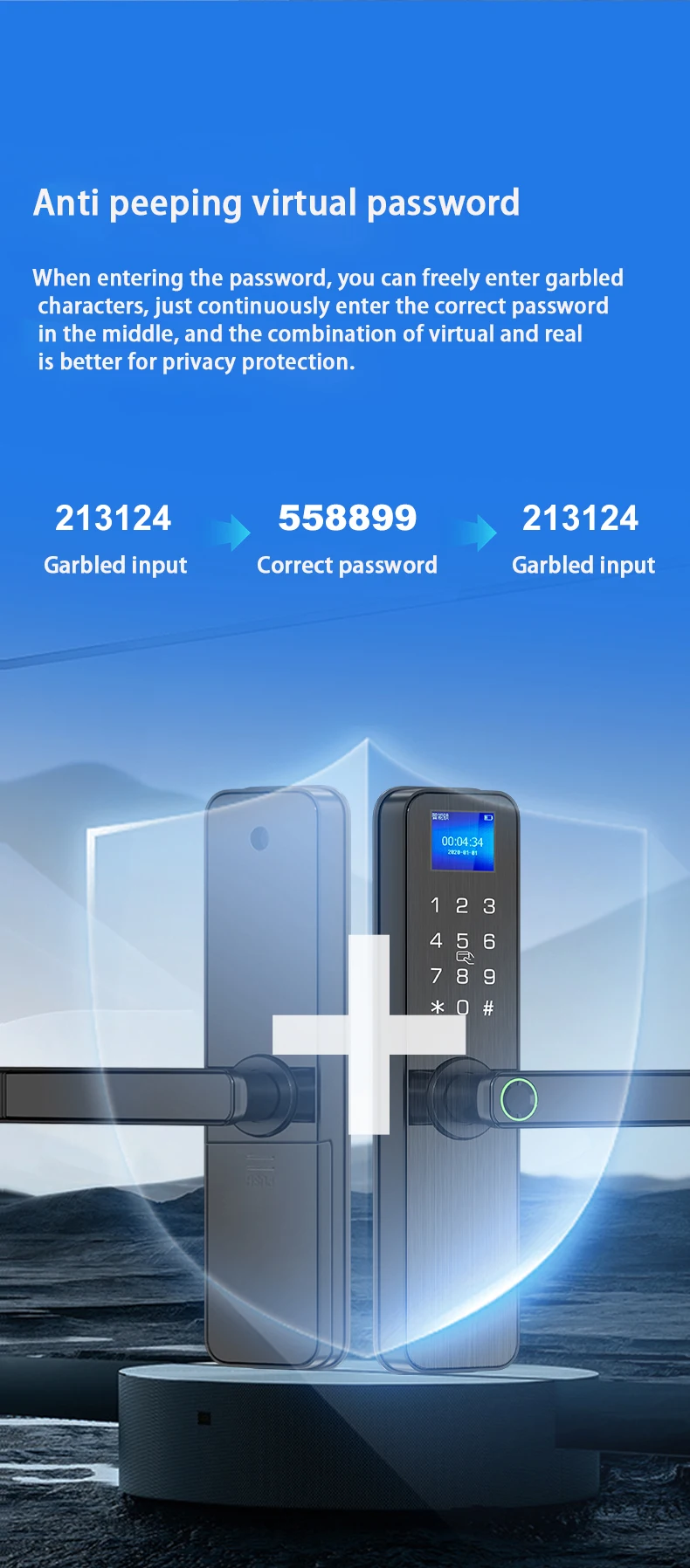 Glomarket App Control Biometric Fingerprint Smart Hotel Lock Electronic Digital Password Cerradura Inteligente Tuya Smart Lock