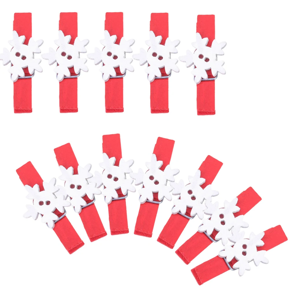 

48 Pcs Photo Photo Pegs Christmas Snowflake Clips Wood Picture Pegs Mini Craft Decorations Holiday Gifts