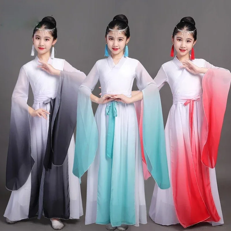 Children's Guzheng Performance Clothes Chinese Style Classical Dance Dress Traditional Folk Ancient Hanfu Dance Wear for Stage