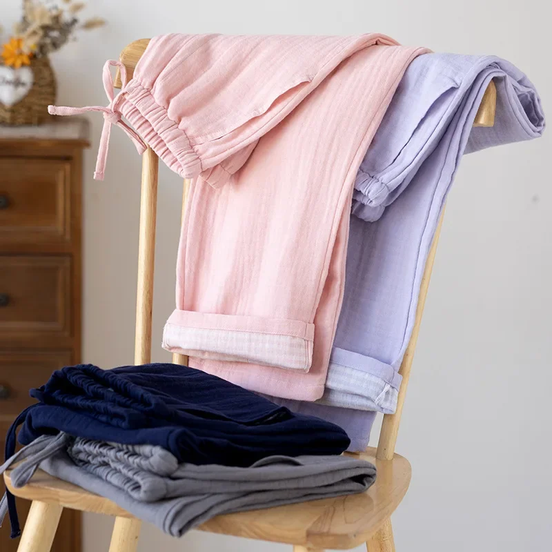 

2025 Spring and Autumn New Couple Sleeper Pants 100% Cotton Men's and Women's Sleeper Pants Loose Comfortable