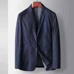 2025 Spring/Summer New Men's Light Luxury Business Leisure Suit Coat Solid Color Thin Ice Silk Cool Sunscreen Suit Coat