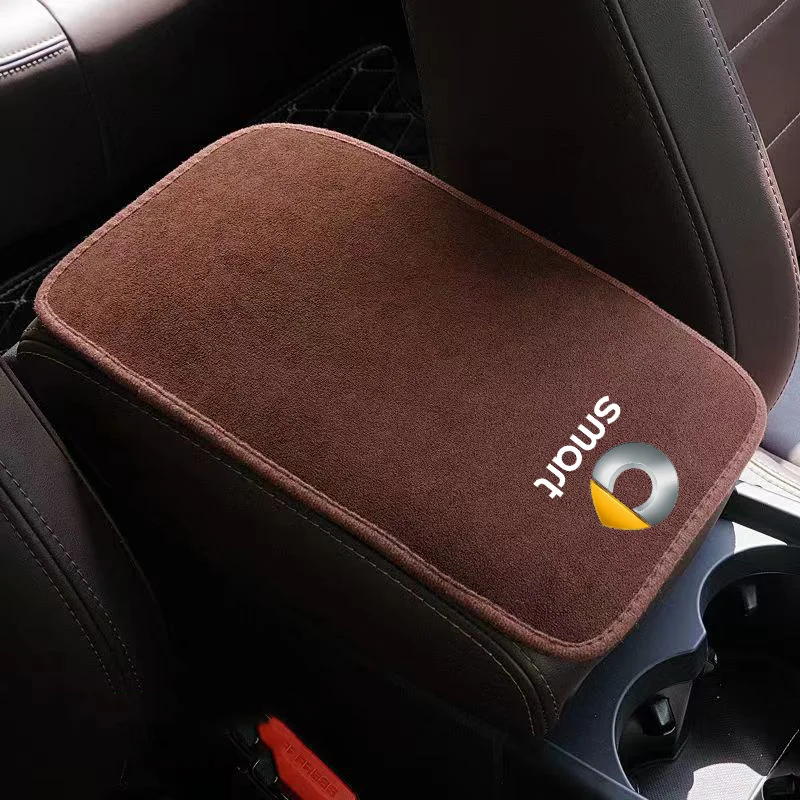 Suede Leather Armrest Mat Arm Rest Protection Cushion Auto Armrests Storage Box Cover Pad For smart fortwo forfour 450 451 453