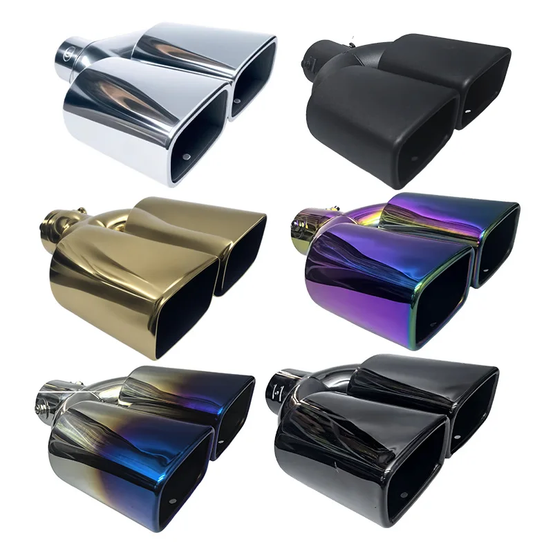 

Подходит для оригинального автомобиля 5,3-5,8 см, модифицированная выхлопная труба с квадратным выходом, двойная выхлопная труба, выхлопная труба автомобиля